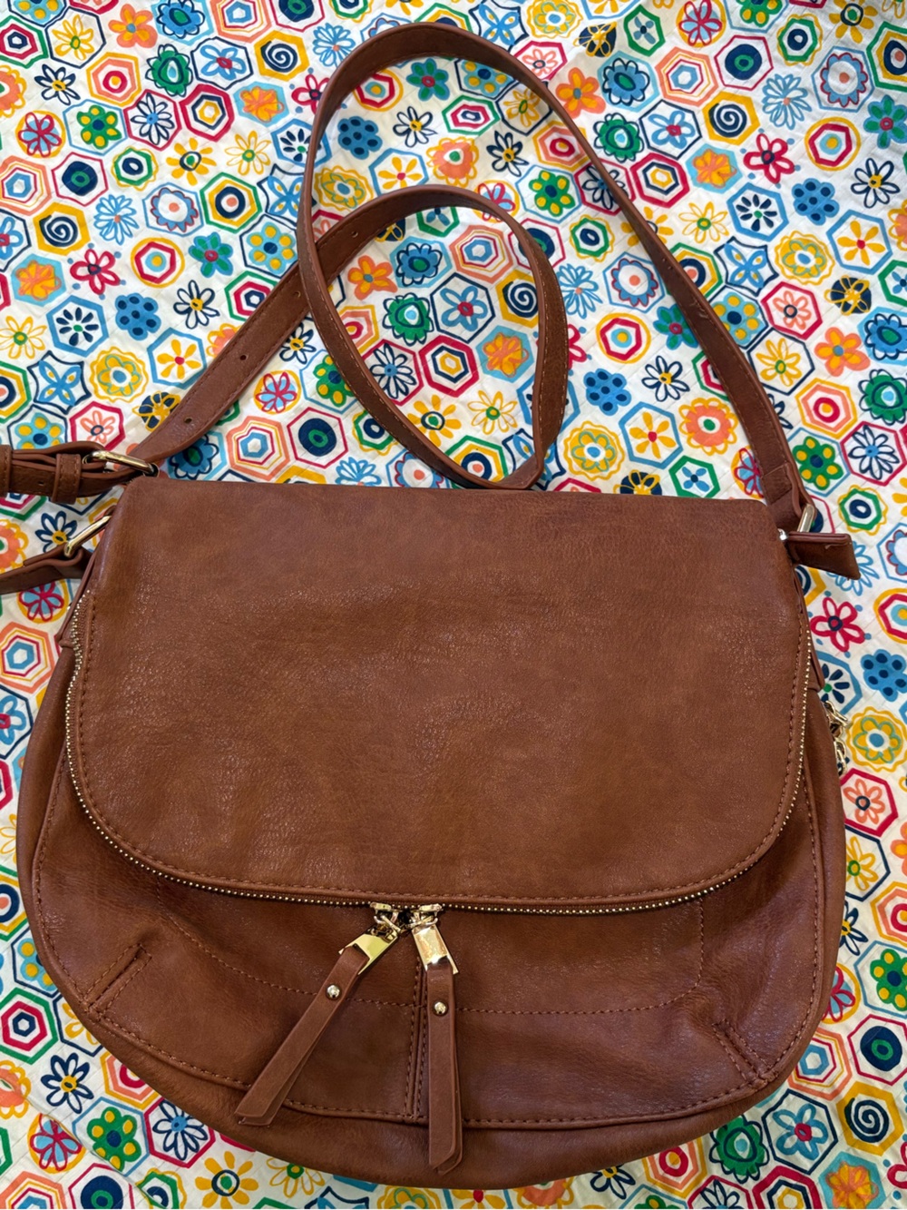 Miztique Brown Leather Crossbody Bag